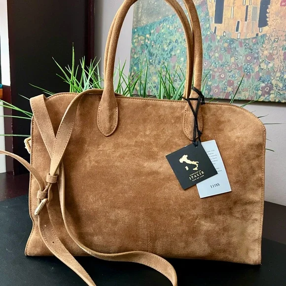 CLAUDIA FIRENZE Golden Italian Suede Satchel - Picture 5 of 10